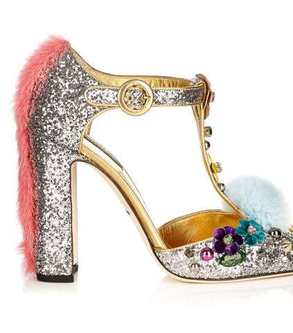 حذاء دولتشي اند غابانا الترتر مع الفرو لاطلالة رسمية