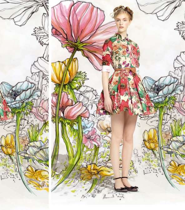 تألقي بالفساتين المطبعة بالأزهار من مجموعة Red Valentino