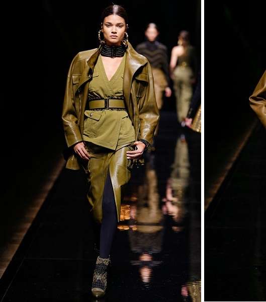 موضة سترات الجلد باللّون الكاكي