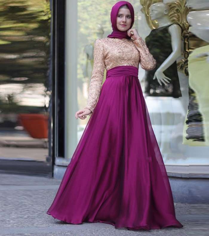 صور اجمل فساتين سواريه  للمحجبات 2017