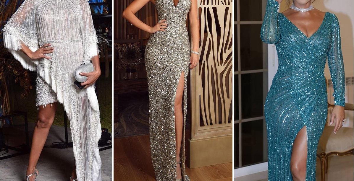 نجمات عربيات بالفساتين البراقة