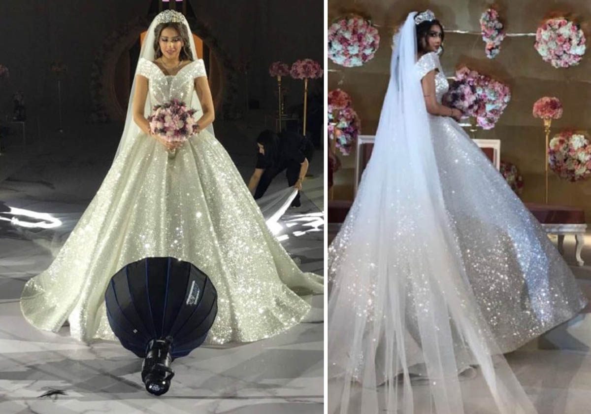 فستان زفاف فخم للعروس فرح الهادي 