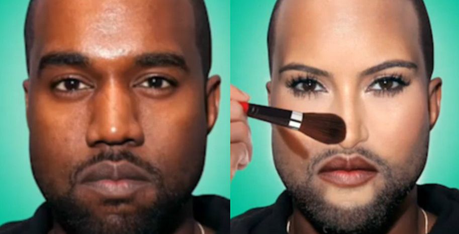كانيي ويست يضع مكياج كيم كارداشيان