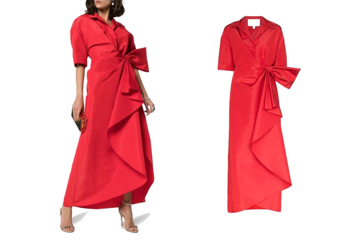 تسوّقي الفستان الأحمر gathered silk-taffeta maxi dress من Caro