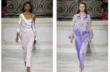 البدلة الرياضية الحريرية او التوب المقلمة بقصة ملفتة على الاكمام