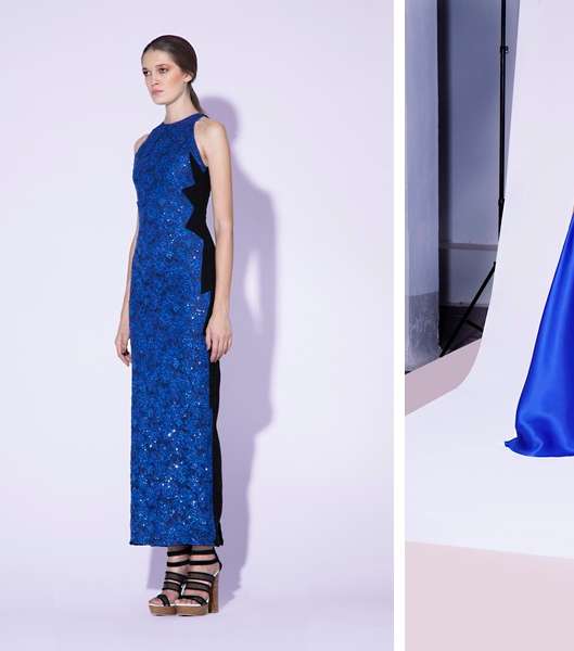 تألقي في صيف 2014 بفساتين سندرا منصور واختاريها باللون الأزرق الكوبالت