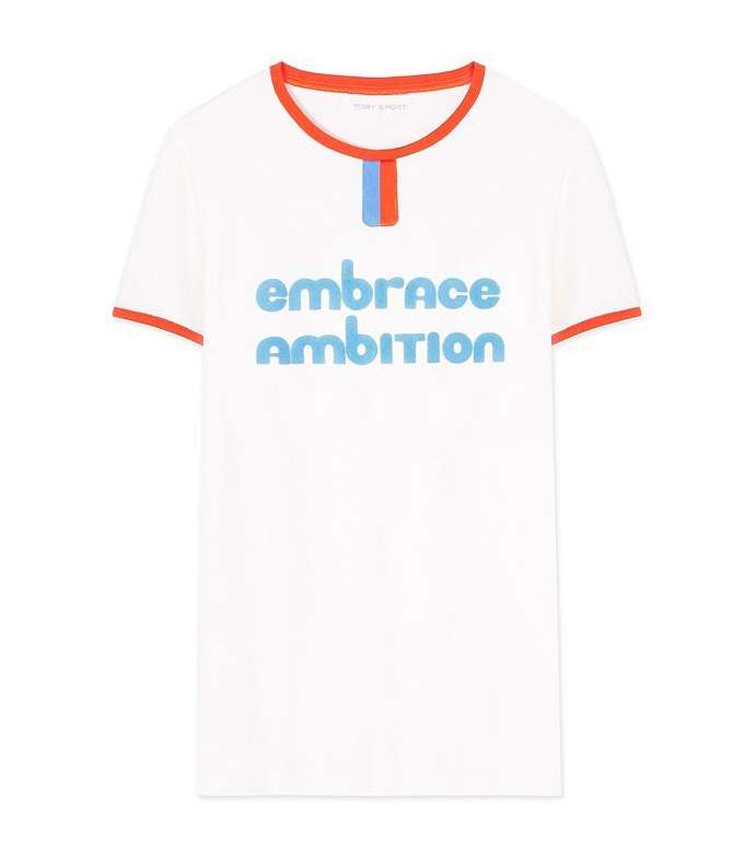 T Shirt مطبعة بشعار Embrace ambition من توري بورتش