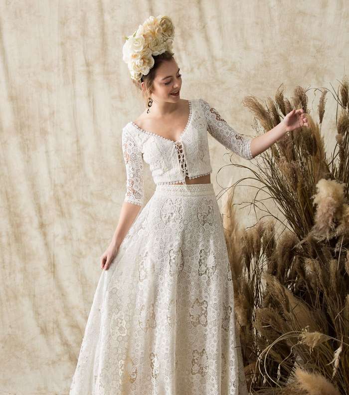 صور اجمل فستان عروس دانتيل كروشيه