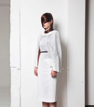 فستان أبيض أنيق من تصميم بشار عساف