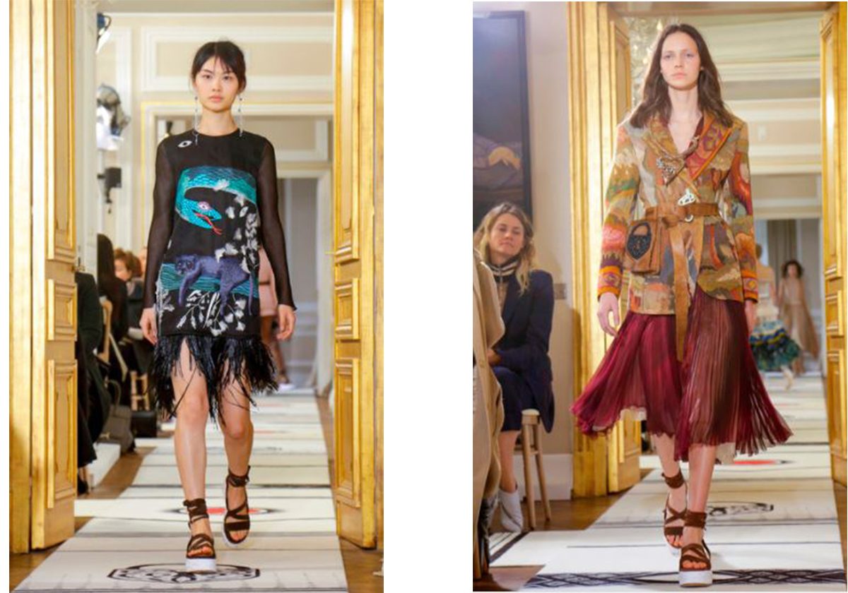 التنورة المثنية مع السترة المطبعة او التنورة المطبعة مع الشراريب