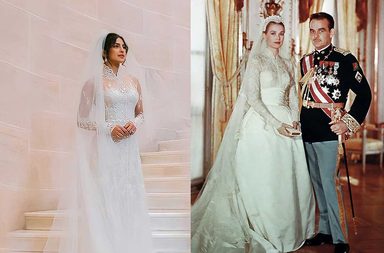 نجمات عالميات بفستان زفاف الاميرة غريس كيلي