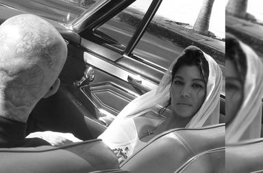 اطلالة كورتني كارداشيان في زفافها