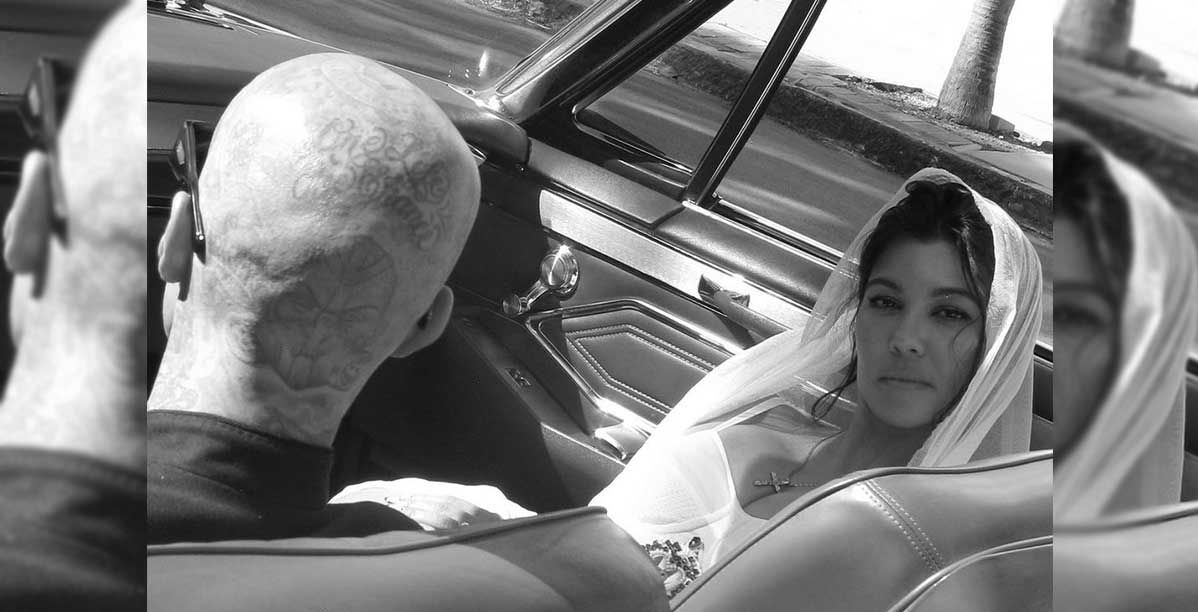 اطلالة كورتني كارداشيان في زفافها