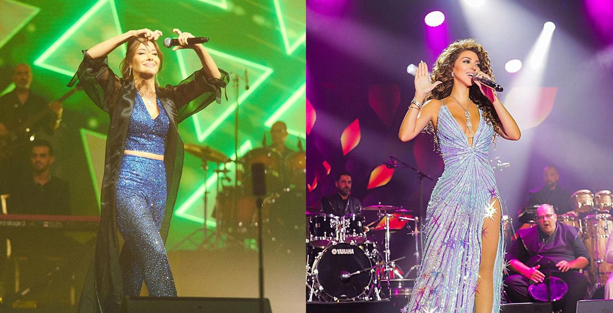 نانسي عجرم وميريام فارس بصيحة قماش الغليتر
