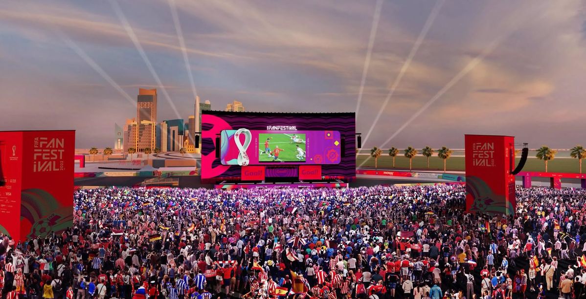 عرض مباريات كأس العالم 2022 في منطقة مشجعين رسمية في الرياض