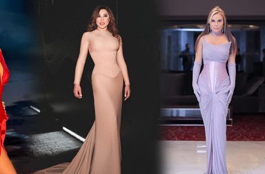 نجوى كرم ونوال الزغبي ونيكول سابا بصيحة فستان الكورسيه