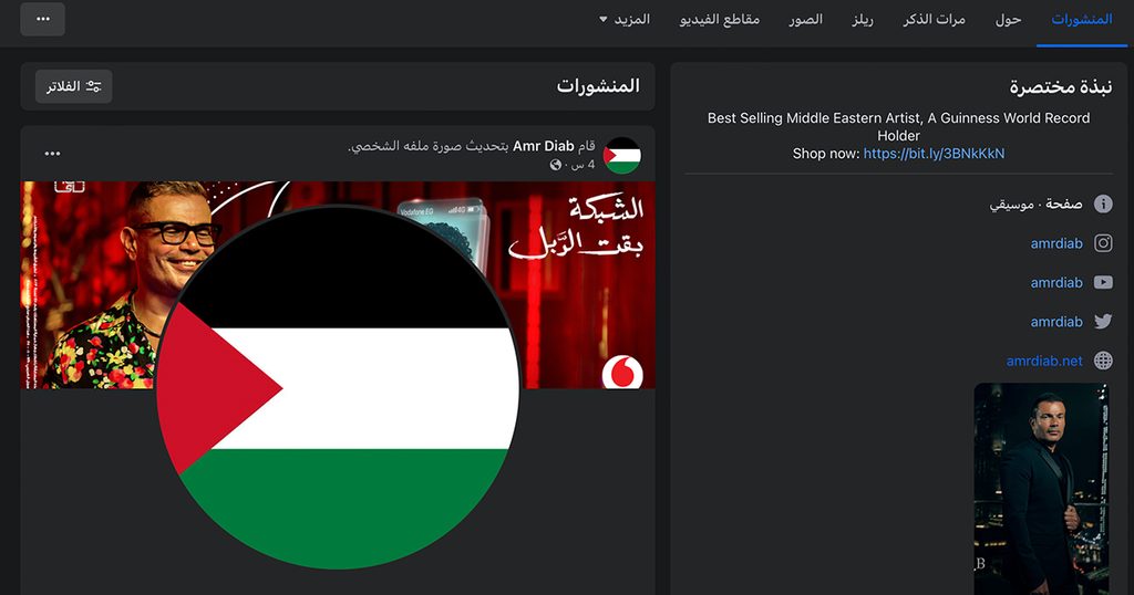 عمرو دياب يتبرع بـ 5 مليون جنيه دعماً لأهالي فلسطين