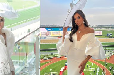 إطلالات ملكية لأبرز مؤثرات الموضة في كأس دبي لسباق الخيل