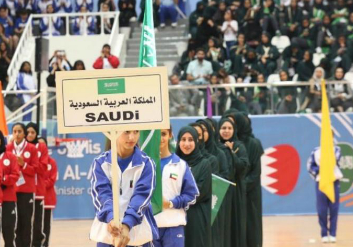 المنتخب السعودي الأخضر في افتتاح الدورة الرياضية السادسة 