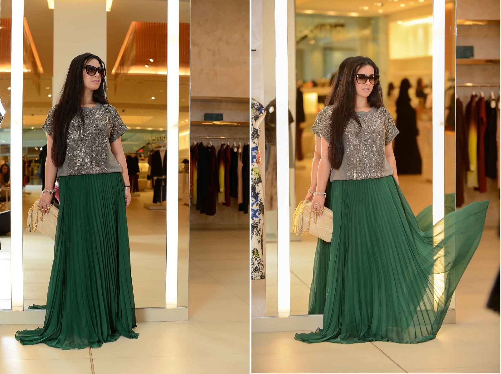 زبيدة يعقوب تتألق بموضة التنانير المثنية من محلات Boutique 1