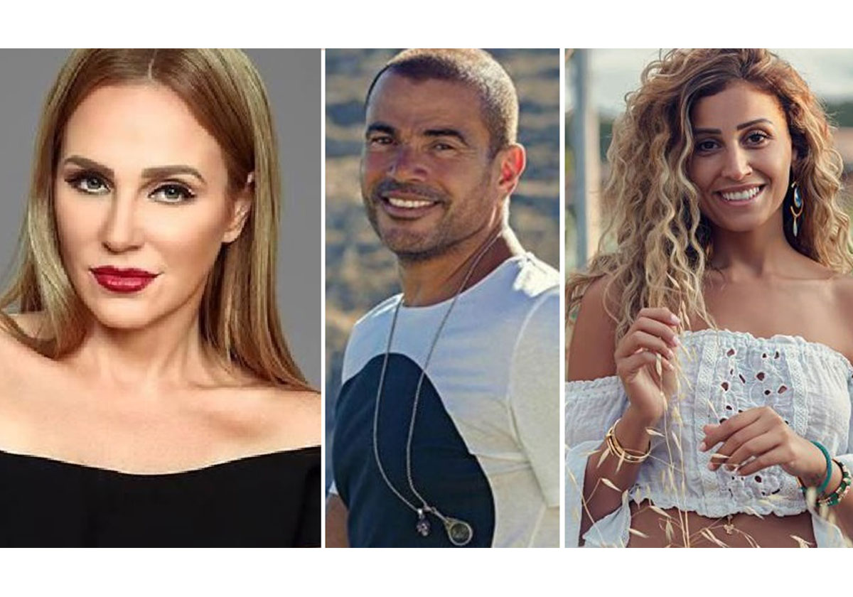 عمرو دياب بين دينا الشربيني وشيرين رضا