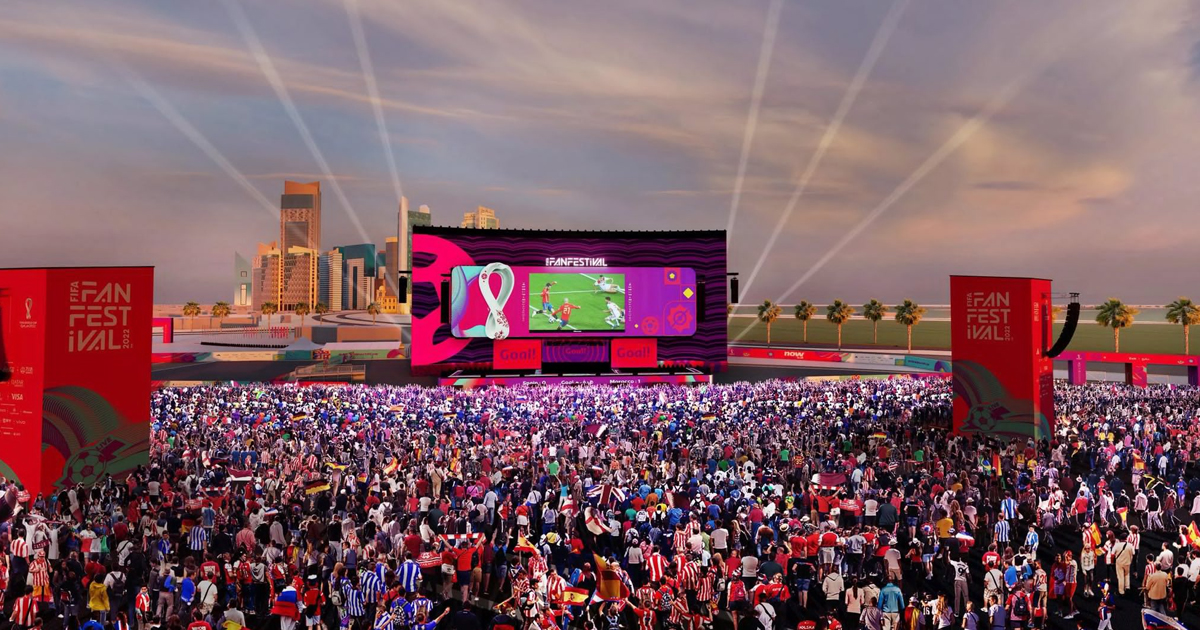 عرض مباريات كأس العالم 2022 في منطقة مشجعين رسمية في الرياض